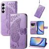 JIUNINE Cover per Samsung Galaxy A35 5G, Custodia Interno TPU Antiurto Portafoglio con Disegni di Farfalla [Carta Fessura] [Supporto Stand] Cover Libro in PU Pelle per Samsung A35 5G, Viola