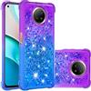 SIMao Silicone Custodia per Xiaomi Redmi Note 9T 5G/ Note 9 5G Cover Glitter Liquido Floating Sabbie Mobili Custodia Morbido TPU Silicone Case Antiurto Cover Brillantini Liquido Quicksand Pendenza Custodia