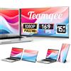 Teamgee Estensore per schermo portatile da 15,6, monitor portatile 1080P FHD IPS compatibile con laptop da 13-17, sottile estensione dello schermo senza cornice con staccabile, plug-play per Mac