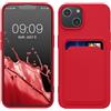 kwmobile Custodia Compatibile con Apple iPhone 14 Cover - Back Case Cellulare con Slot Porta Carte - Morbida in Silicone TPU rosso
