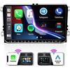 Hikity 9 RDS Autoradio 2 Din Android con Navi Wireless CarPlay per Golf 5 6 VW Passat Tiguan, Stereo Auto Bluetooth con Schermo Retrocamera Touch Screen con FM USB WIFI BT +CANBUS