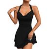 AOWVUTS Vestito Donna Elegante Sexy Mini Abito da Sera Vestito Donna Corto Senza Schienale Vestiti Casual Senza Maniche Abiti Bodycon Aderente Swing Abito da Skater Discoteca Cocktail Festa