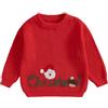 MAHUAOYIXI Maglione natalizio per bambini, unisex, a maniche lunghe, girocollo, con ricamo a forma di lettera, Colore: rosso, 2-3 Anni