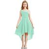 iEFiEL Vestito Elegante per Bambina Ragazza Abito da Damigella d'Onore Abito da Principessa Senza Manica Abito da Cerimonia Monospalla Abito da Festa di Compleanno Sposa Menta Verde 11-12 Anni