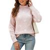Generic Autunno e Inverno Dolcevita Maglione Donna Casual Maglia Manica Lunga Top Moda Pullover Elegante Nuova Maglieria, Rosa, M