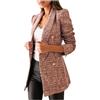 Generisch Blazer, elegante blazer di lana invernale a quadri, giacca a maniche lunghe, giacca invernale sportiva, giacca a vita corta, giacca invernale da donna, elegante trench, marrone, XL