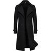 Faonkeew Cappotto invernale da uomo, cappotto di lana, lungo, trench, casual, giacca a vento con risvolto, lunghezza media, caldo, da uomo, per affari, doppio petto, tinta unita, calda giacca