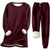MJGkhiy Tuta Pile Donna Invernale da Casa Taglie Forti Felpa Senza Cappuccio E Pantaloni Felpati Completo Caldo Cotone Pigiama Pile Loungewear Set Due Pezzi Jogging Tute Tinta Unita Completa