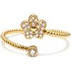 VLNET Vestopazzo anello regolabile con punto luce/fiore/luna decorato con zirconi e placcato in argento e oro. Lavorazione artigianale.Nickel tested.Taglia unica (fiore oro)