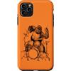 SEEMBO Custodia per iPhone 11 Pro Max Gorilla che suona la batteria Cool Monkey Funny Animal Rock batterista