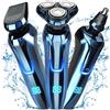ZFAUOL Rasoio elettrico da uomo, IPX7, impermeabile, Wet & Dry, rasoio senza fili, 120 minuti di rasatura con rifinitore di precisione, rasoio per peli del naso, display a LED, blocco da viaggio