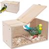 Bebochoi Gabbia per Uccelli in Legno con Design Trasparente e Foro di Ingresso per Pappagalli e Deflettore - Ideale per Fringuelli e Pappagallini - Dimensioni 29,5 x 15 x 15 cm