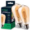 V-TAC 2x Lampadina LED Filamento Ambrata ST64 con Attacco E27-8W (Equivalenti a 50W) - 720 Lumen - Lampadine Vintage Retrò - Massima Efficienza e Risparmio Energetico - 2200K Luce Calda