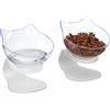 Relaxdays Ciotole Rialzate per Gatti, 2 Scodelle da 500 ml, Cibo e Acqua, HLP: 15x13x15 cm, Plastica, Trasparente Bianco, 15 x 13 x 15 cm