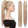 S-noilite Coda Capelli Veri Extension con Clip, 120g Coda Capelli Extension Veri Clip, Extension per Coda di Cavallo 100% Capelli Umani, 50cm Biondo Sporco Misto Biondo Candido #18P613