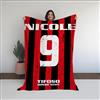 love print Coperta In Pile Tifoso Milan Misura (130x180) (100x150) Personalizzato con Nome e Numero (130x180)