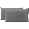 Viterbo Biancheria Coppia Federe Cuscino Sofia 100% Cotone Naturale In Tinta Unita 50x80CM (4611) (Grigio Scuro)