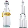 acquaverde | 3 Bottiglie in Vetro Costolata per Acqua, Bevande e Liquori, Design Vintage, Trasparente con Tappo Meccanico - 1 Litro