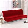 Surwin Copridivano Senza Braccioli 2/3 Posti Elasticizzato Tinta Unita Velluto Antimacchia Fodera per Divano Letto Antiscivolo Lavabile Pieghevole Clic Clac Copri Divano (L:190-210cm,Rosso)