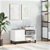 Prissent Mobile per Dischi 85x38x48 cm in Legno Multistrato - Mobile Salotto, Mobiletto TV, Scaffale, Porta CD e Vinile - Libreria Stretta, Basso, Bianco Lucido