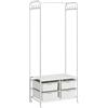HOMCOM Stand Appendiabiti con Scarpiera a 4 Cesti, Appendiabiti da Ingresso in Acciaio e Plastica con 8 Ganci, 63x37x153 cm, Bianco