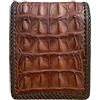 Generic Portafoglio bifold in vera pelle di coccodrillo hornback per gli uomini, vera pelle di alligatore fatto a mano Portafoglio da uomo, regalo per lui, Marrone, 120mm x 90mm, Cuciture sui bordi