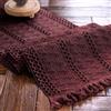 Weldomcor, runner natalizio per tavolo in stile bohémien, rosso, con nappine, in cotone intrecciato a mano, copritavolo rustico in stile fattoria, decorazione natalizia per tavolo da cucina in stile