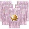 Eowppue Tenda Lametta Rosa Scintillante, 5 Pezzi Tende Lametta in Lamina con Frange, Tenda Piena e Luminosa per Matrimonio, Fidanzamento, Doccia Nuziale, Compleanno, Festa di Addio al Nubilato