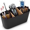 Toaren Porta Spazzolino e Dentifricio per Bagno in Plastica Con Divisori in Bambù - 5 Scomparti, Organizer per Spazzolino Elettrico, Smontabile