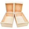 Anktily - Scatole di stoccaggio in legno non verniciate, 15,2 x 10,2 x 6,1 cm, scatola di legno rettangolare, contenitori rustici in legno naturale per decorazione domestica, confezione da 4 pezzi