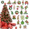 XIWCAFC 24 Pezzi Ciondoli Natalizi Decorazione di Natale Christmas Grinch Pendenti Legno/Carta Natalizi Addobbi Albero Set Ornamento Pendenti con Spago per Albero di Natale e Festa la Casa Decorazioni (3)