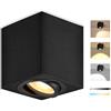GeyouLux Faretto LED da Soffitto Nero Dimmerabile, 80x84mm Spot da Soffitto Quadrato in Superficie, Orientabile 30°, con Modulo LED 5W 500LM 230V, 3CCT 3000K/4000K/6500K, 1 Pezzo
