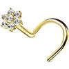 CM Crareesi Mania Piercing per naso in oro giallo massiccio 14 carati, calibro 20, gioielli in vero oro giallo per donne e uomini, Zirconia cubica Diamante Oro giallo