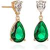 Diamond Treats Orecchini Pendenti Donna con Oro e Zirconi Cubici Verde Smeraldo e Bianco, Goccia con Pietre Verdi