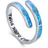 Twoowl Faith Hope Love/I Can Do All Things Anello in Argento Sterling 925 con Opale, Anelli Regolabili per Donne, Gioielli con Opale per Ragazze e Donne, Adjustable, Argento sterling, Opale blu
