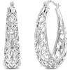 LeCalla Orecchini a cerchio in argento 925 | Orecchini a cerchio in filigrana da donna | Orecchini a rete con taglio a filigrana | Orecchini a cerchio vintage da donna
