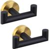 YUET 2 Pezzi Ganci Portasciugamani in Acciaio Inox SUS 304, Gancio Appendiabiti da Parete, Appendi Accappatoio, Ganci da Muro con Vite, Gancio per Cucina e Bagno (Oro Nero)