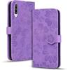 Rosbtib Custodia Mobile per Samsung Galaxy A50/ A50S/ A30S Premium in Pelle PU con Chiusura Magnetica Stand Funzione Flip Cover Goffratura di Fiori di Ciliegio Galaxy A50/ A50S/ A30S - Viola