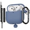 AOTUAO Custodia Compatibile con AirPods 4a Generazione Case Cover con Kit di Pulizia, Case Protettiva Antiurto in Silicone per AirPods 4 2024 Custodia con Moschettone, Gray Blue