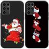 Yoedge 2 Pezzi Natale Cover per Samsung Galaxy S23 Ultra 5G 6,6, Natalizie Custodia con Disegni Cartoon Babbo Natale, Sottile TPU Silicone Antiurto Protettiva Christmas Natalizia Case, Nera