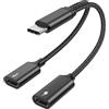 MOGOOD Splitter USB C a USB C Adattatore Femmina Y Cavo 60W Splitter (non per Monitor) 2Tipo C Doppio HUB PORTA Tipo C di Ricarica Diviso per Mac, Xbox One, PS5, Laptop