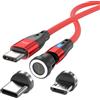Junichi Cavo di ricarica magnetico da USB C a USB tipo C/Micro USB PD 60 W, ricarica rapida 1 M/2 m, rotazione 540°, cavo USB magnetico per Android Micro USB Type C Smartphone Tablet Laptop (2 m rosso)
