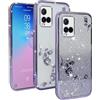 Jeelar Cover per VIVO Y21/ VIVO Y21S/ VIVO Y33S, Custodia Protettiva Simpatica Custodia Protettiva Glitterata per donne e Ragazze Custodia Viola