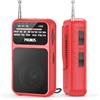 PRUNUS J-555 Radio Portatile Ricaricabile, Mini Radiolina Portatile FM/AM Supporta Batterie Sostituibili (AAA), con Jack/Clip Posteriore, per Camminare, Correre, Pescare (Rosso)