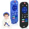 AiTuiTui Silicone Giochi Bambini per 3 6 9 12 Mesi,2 Pezzi Telecomando Giochi Dentizione Neonato per 0-6-18 Mesi, Giocattoli Sensoriali di Qualità Alimentare, Regali per Bambini Autistici, Nero e blu