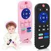 AiTuiTui Silicone Giochi Neonato per Bambini per 3 6 9 12 Mesi, 2 Pezzi Telecomando Giochi Dentizione Neonato, Giocattoli Sensoriali di Qualità Alimentare, Regali per Bambini Autistici, Nero e Rosa