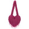 Syrads Borsa a tracolla da donna Borsa a tracolla retrò Fluffy Women Soft Fluffy Fuzzy Plush Top Handle Purse,Rosso rosa