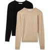 TERRANOVA Confezione di 2 Maglie Donna Maniche Lunghe Girocollo - vestibilità Regolare, Design Versatile a Tinta Unita - Ideale per Ufficio e Casual - VAR Fango, XL