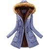 BIISDOST Giubbino invernale da donna lungo cappotto invernale caldo da donna lungo caldo foderato con cerniera lunga classico piumino con tasche antivento Classics parka invernale, Blu marino, XL