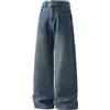 YOSUWOAI Jeans da ragazzo Y2K Baggy Jeans a gamba larga, pantaloni cargo per adolescenti, pantaloni in denim, hip hop, streetwear, vintage, skateboard, pantaloni dritti per il tempo libero, O blu., S